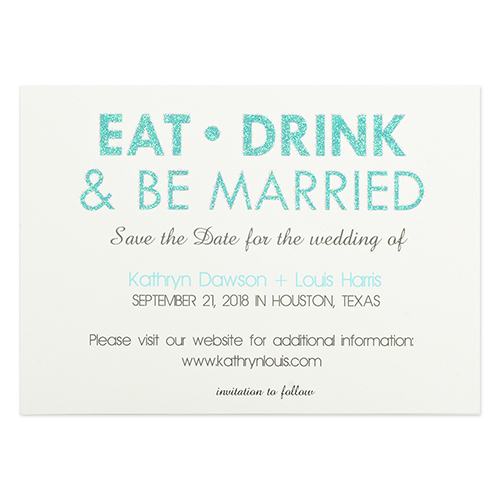 Personalized Eat, Drink & Be Married Invitation Cards