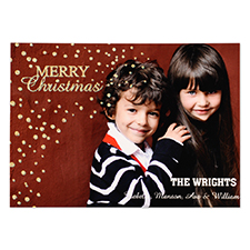 Personalized Merry Gold Christmas Glitter Personalized Photo Card Invitation Cards