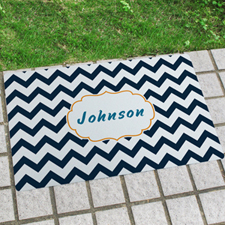 Black White Chevron Personalized Name Door Mat