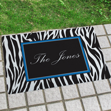 Zebra Print Personalized Name Door Mat