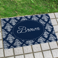 Navy Vintage Personalized Name Door Mat