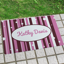 Stripe And Polka Dots Personalized Name Door Mat