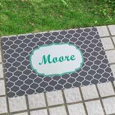 Grey Moroccan Personalized Name Door Mat