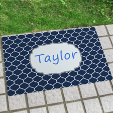Navy Moroccan Personalized Name Door Mat