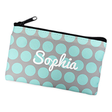 Aqua Grey Large Dots Personalized Cosmetic Bag