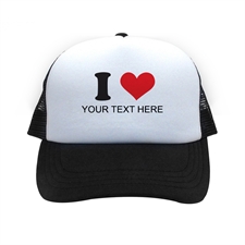 I Love Personalized Trucker Hat, Black
