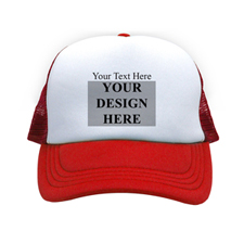 Landscape Image & Text Custom Trucker Hat, Red