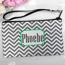 Personalized Grey Chevron Clutch Bag (5.5X10 Inch)