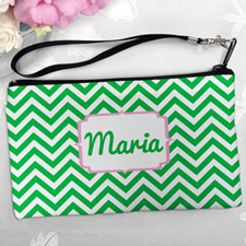 Personalized Green Chevron Clutch Bag (5.5X10 Inch)