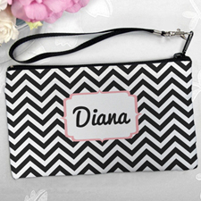 Personalized Black Chevron Clutch Bag (5.5X10 Inch)