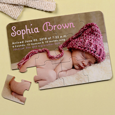 Personalized Girl Birth Announcement Puzzle Invite