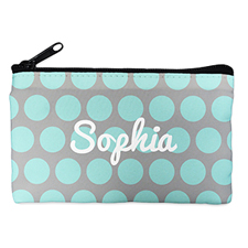 Custom Design Your Own Aqua Grey Large Dots Makeup Bag (5 X 8 Inch)