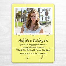 Personalized Yellow Photo Puzzle Puzzle Invite