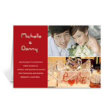 Personalized Elegant Collage Red Wedding Announcement Greeting Cards