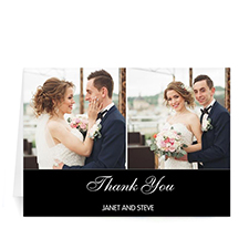 Personalized Two Collage Wedding Photo Cards, 5X7 Simple Black