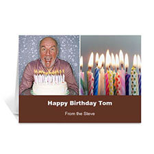 Personalized Two Collage Birthday Photo Cards, 5X7 Simple Chocolate