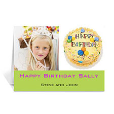 Personalized Two Collage Birthday Photo Cards, 5X7 Simple Lime