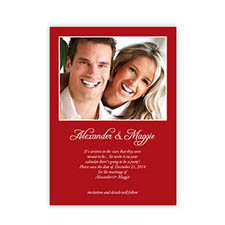 Personalized Red Wedding Announcement, 5X7 Stationery Card