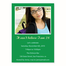 Personalized Green Birthday Invitations, 5X7 Stationery Card