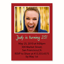 Personalized Red Birthday Invitations, 5X7 Stationery Card