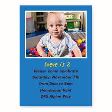 Personalized Blue Birthday Invitations, 5X7 Stationery Card