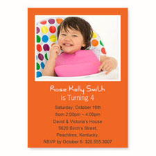 Personalized Orange Birthday Invitations, 5X7 Stationery Card