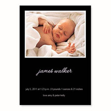 Personalized Black Birth Announcements, 5X7 Stationery Card