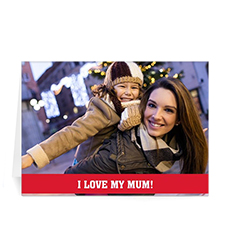 Personalized Mothers Day Photo Greeting Cards, 5X7 Folded Red