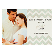Personalized Silver Glitter Chevron Save The Date Invitation Cards