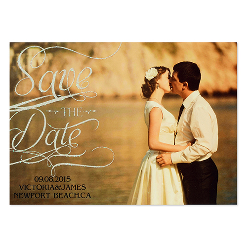 Personalized Silver Glitter Favorite Date Save The Date Invitation Cards
