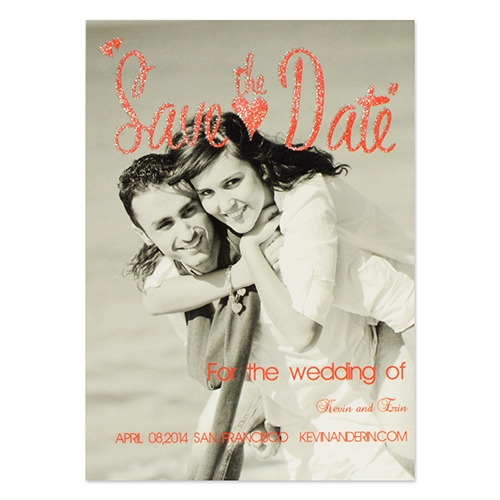Personalized Red Glitter Dave The Date Save The Date Invitation Cards