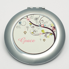 Personalized Wedding Tree Round Make Up Mirror