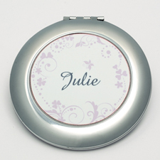 Personalized Pink Floral Round Make Up Mirror