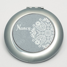 Personalized White Floral Round Make Up Mirror