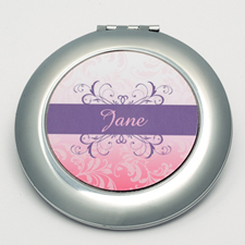 Personalized Red Floral Round Make Up Mirror