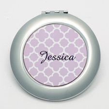 Personalized Lavender Quatrefoil Round Make Up Mirror