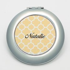 Personalized Orange Quatrefoil Round Make Up Mirror