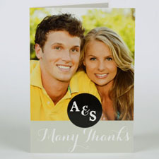 Custom Printed Grey Many Thanks Greeting Card