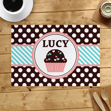 Personalized Love Cupcake Blue Placemats