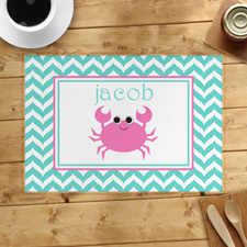 Personalized Chevron Pink Crab Placemats