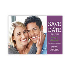 Personalized Our Day, Classic Purple Save The Date Invitation Cards