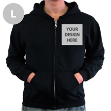 Custom Imprint Full Color Zippered Hoodie, Large Black