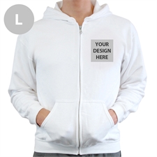 Custom Imprint Full Color Zippered Hoodie, Large White