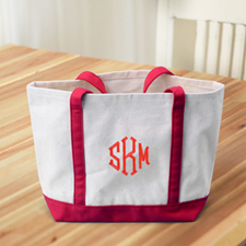 Monogrammed Personalized Red Canvas Tote Bag (Small)