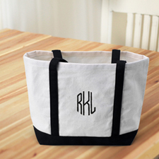 Monogrammed Personalized Black Canvas Tote Bag (Small)