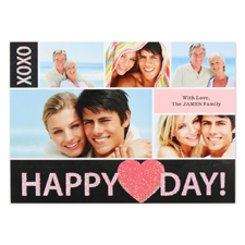 Real Glitter Glowing Love Personalized Photo Valentine Card, 5X7 Flat
