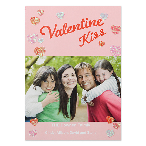 Glitter Let Love Grow Personalized Photo Valentine's Card