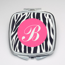 Personalized Black Zebra Compact Make Up Mirror