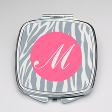 Personalized Grey Zebra Compact Make Up Mirror