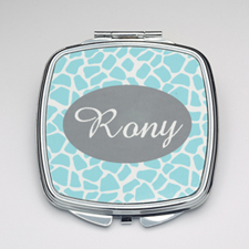 Personalized Aqua Giraffe Compact Make Up Mirror